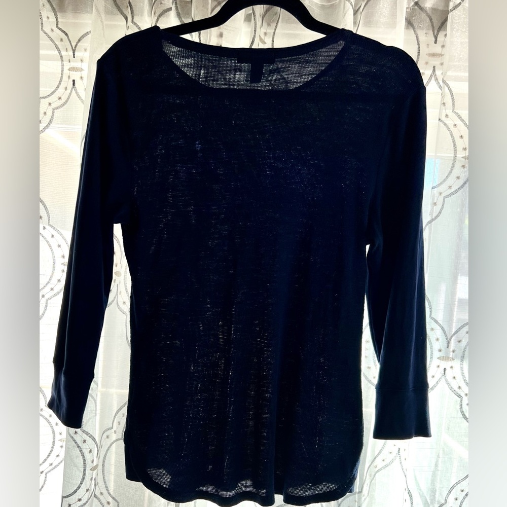 Ralph Lauren navy top with brass shoulder zipper - Size M